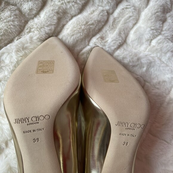 Jimmy Choo Romy 105mm Liquid Mirror Leather Gold - Picture 4 of 11